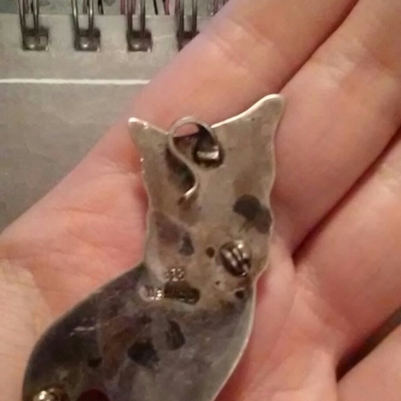 Mexican Sterling Silver 925 stamped cat brooch pendant - Picture 4 of 4